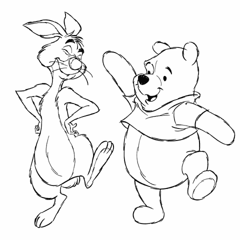 coloriage winnie danse avec coco lapin